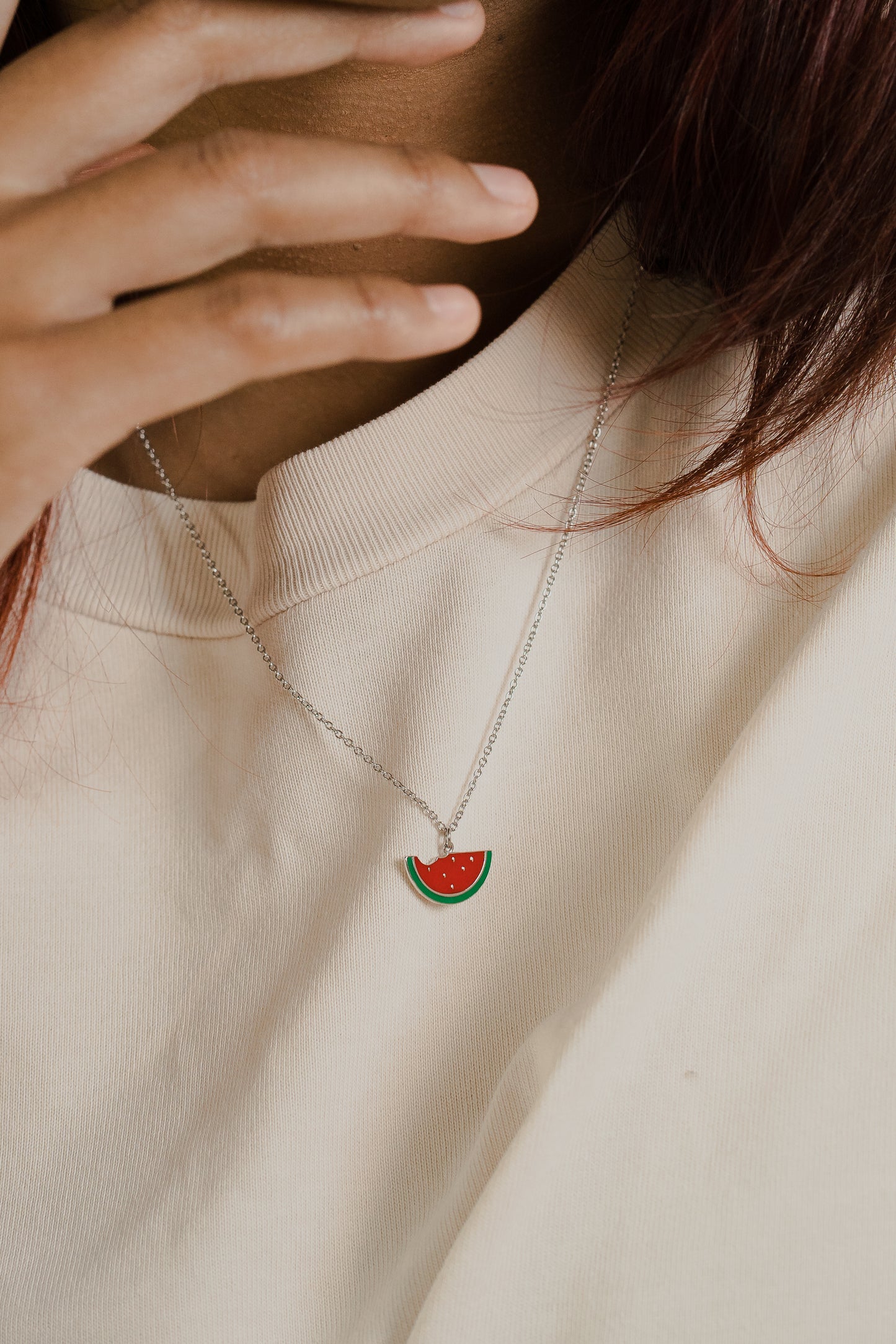 Watermelon Sterling Silver Necklace