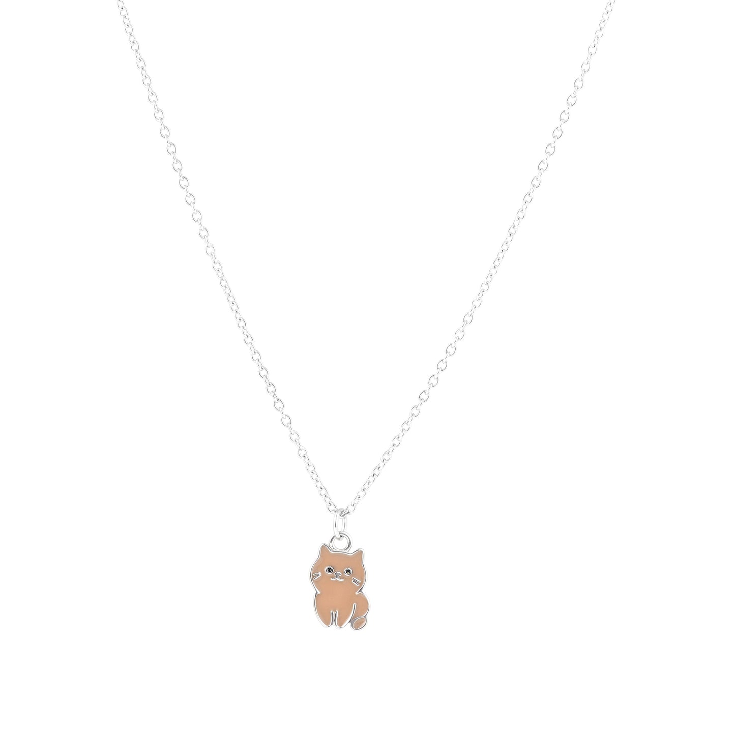 Dark Brown Standing Cat Sterling Silver Necklace